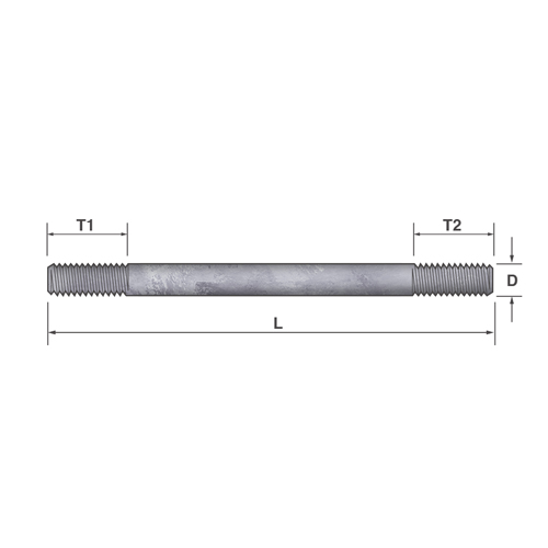 Straight Thread End Anchor Bolts in HDG, GI, SS Finish by Perplex Solutions FZC
